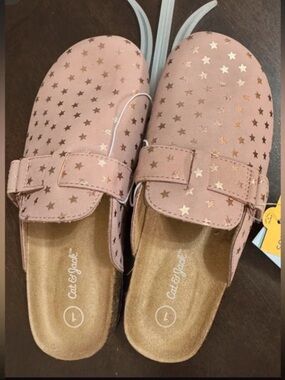 Cat & Jack Pink Metallic Star Slide Sandals for Kids